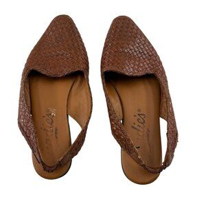 Candies Women's Woven Leather Slingback Flats Size 7.5 M Brown 90S